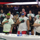 Wing Bowl competitors stand for the national anthem. Apparently Colin Kaeperwing didn’t qualify. (Photo: Dan McQuade/Deadspin)